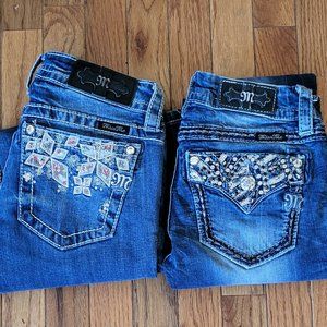 Two pairs, Miss Me Jeans Skinny Fit, sz 25